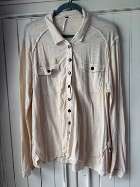 Free People Cream Button-Down Shirt